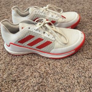 Adidas White and Red Crazyflight volleyball shoes